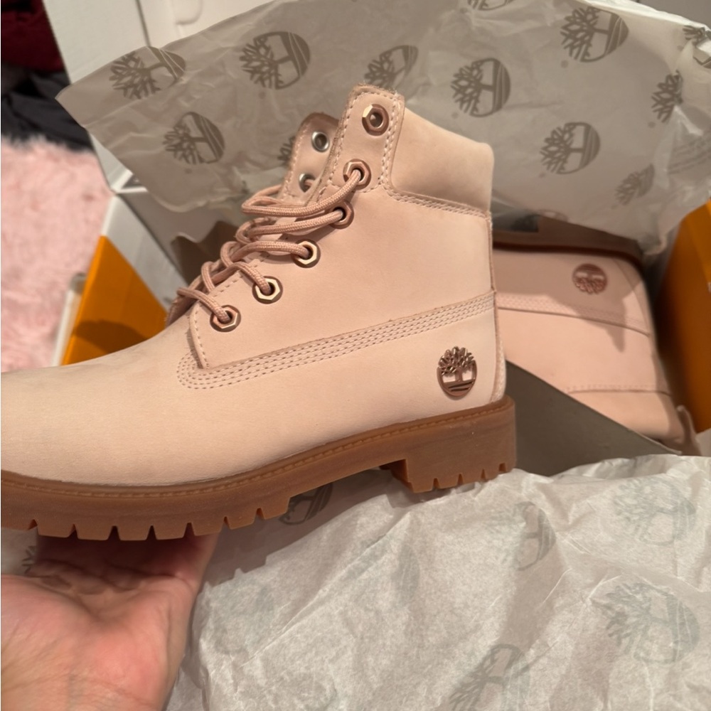 Timberland Women's Light Pink Combat Boots